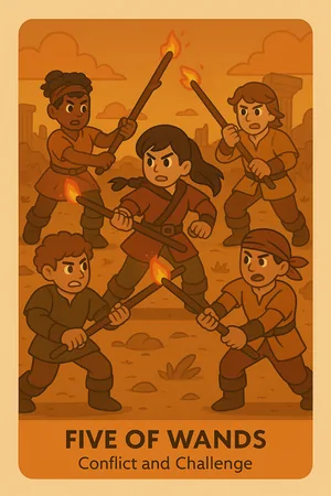 Five of Wands tarot card